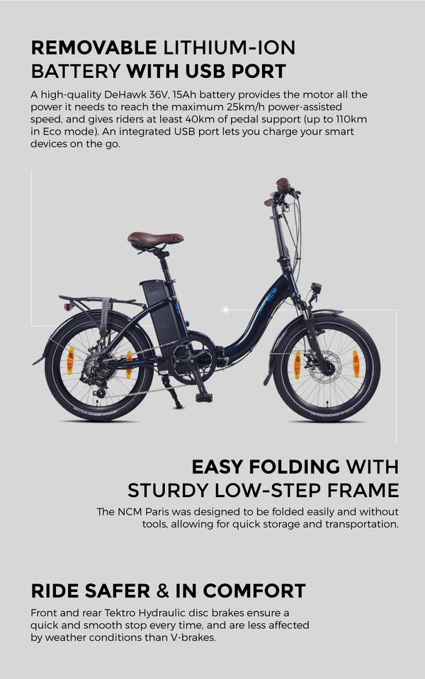 ncm paris 20 e-faltrad e-bike klapprad 36v 19ah 684wh NCM Paris Folding E-Bike